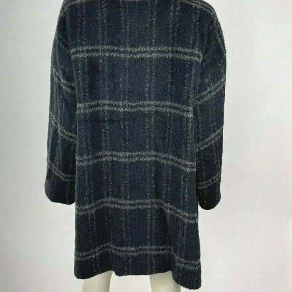 Eileen Fisher Chash Alpaca Blend Hooded Coat Lined Pockets Plaid Women XL NWT - Picture 6 of 16